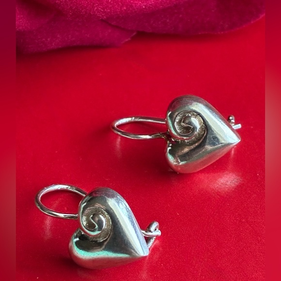 925 Sterling Silver Jewelry - 925 Silver Earrings,Heart Swirl Drop Earrings in Silver